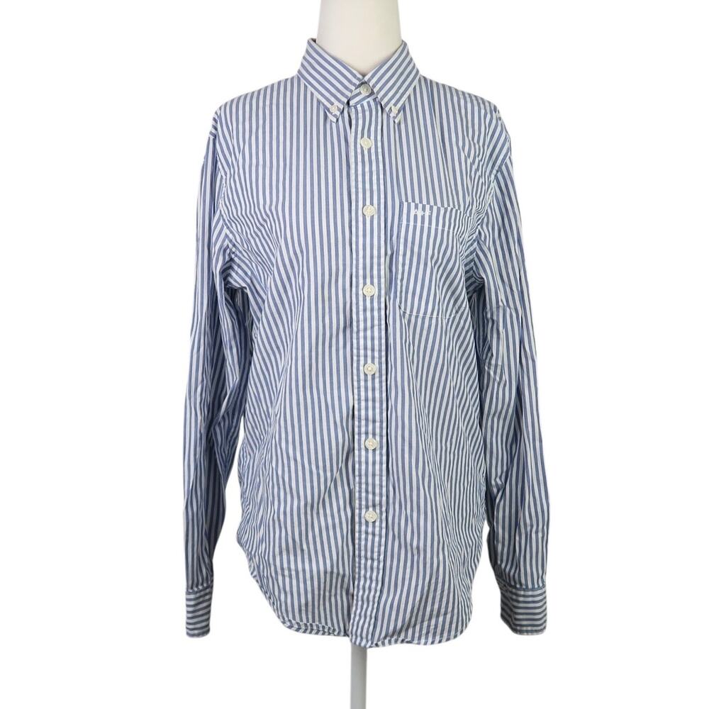 Abercrombie & Fitch blue and white stripe button-down shirt Mens S